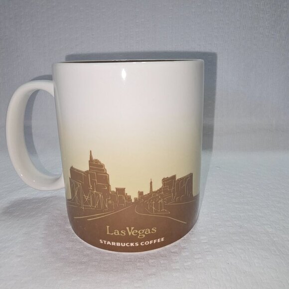 STARBUCKS COFFEE COLLECTORS SERIES LAS VEGAS MUG TAN AND BROWN 16OZ EUC - Picture 4 of 9